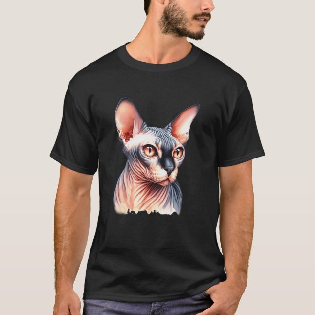 Camiseta Retrato de gato Sphynx (Anverso)