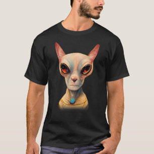 Camiseta Retrato de gato Sphynx sin pelo alienígena OVNI