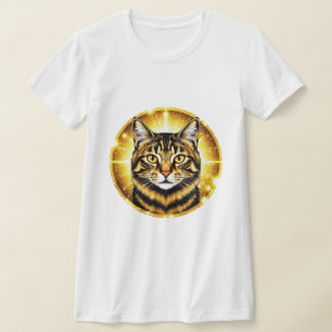 Camiseta Retrato de gato tabby dorado con luz radiante