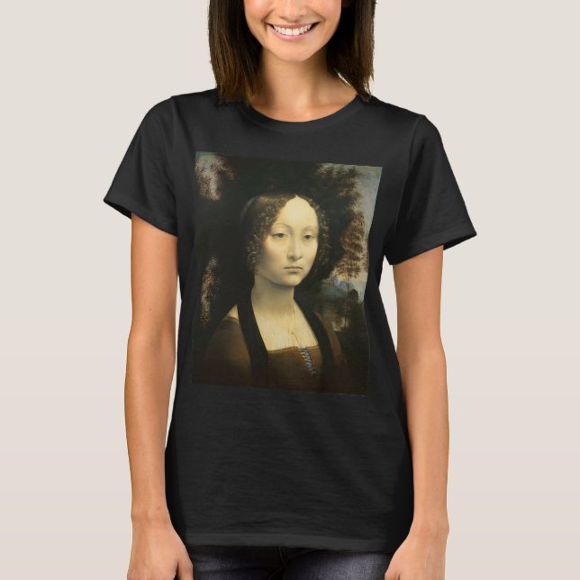 Camiseta Retrato de Ginevra Benci de Leonardo da Vinci (Anverso)