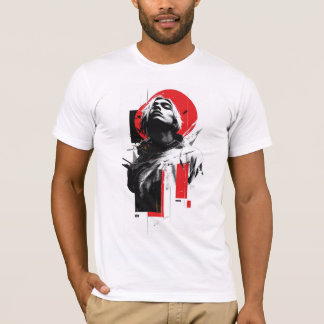 Camiseta Retrato de Glitch en Círculo Rojo