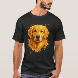 Camiseta Retrato de Golden Retriever con arte de salpicadur