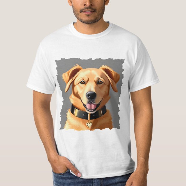 Camiseta Retrato de Golden Retriever con collar negro (Anverso)