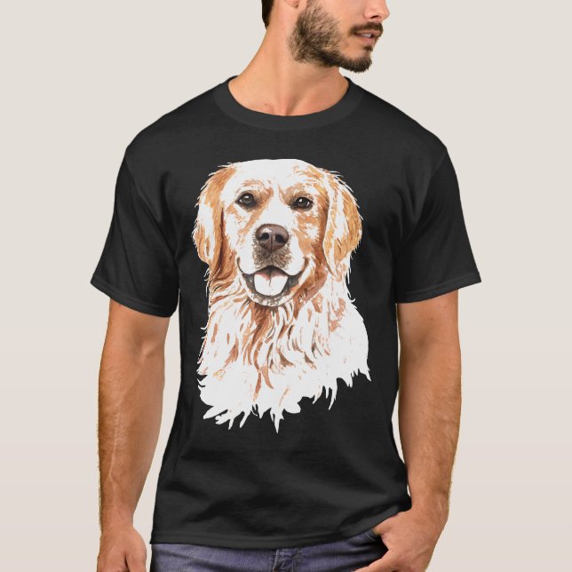 Camiseta Retrato de Golden Retriever Cute Puppy acuarela (Anverso)