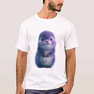 Camiseta Retrato de hombre con criatura adorable de pelaje