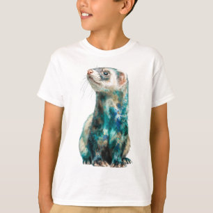 Camiseta Retrato de Hurón de Arte de Salpicaduras para Niño