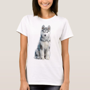 Camiseta Retrato de husky ártico helado Mujeres rodeadas de