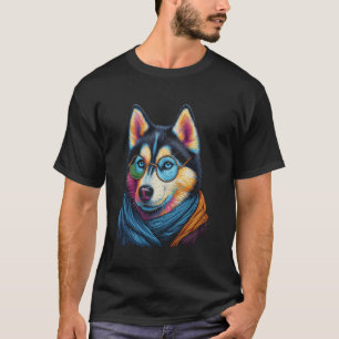 Camiseta Retrato de Husky Siberiano para Amantes de Perros