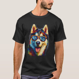 Camiseta Retrato de Husky Siberiano para Amantes de Perros