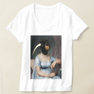 Camiseta retrato de Jane Austen con cabeza de pájaro