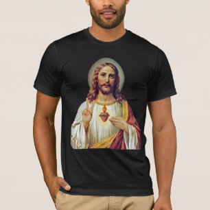 Camiseta Retrato de Jesús con el signo de la paz del Sagrad