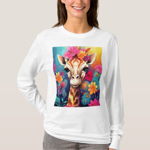 Camiseta Retrato de jirafa floral 9320