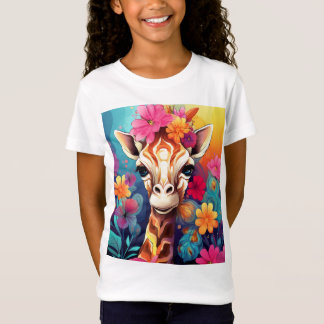 Camiseta Retrato de jirafa floral 9320