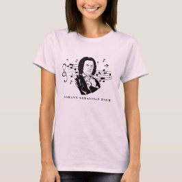 Camiseta Retrato de Johann Sebastian Bach y busto con notas
