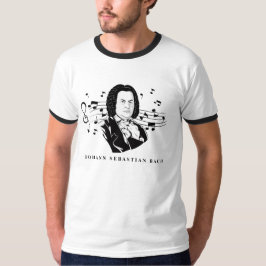 Camiseta Retrato de Johann Sebastian Bach y busto con notas
