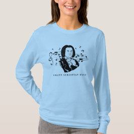 Camiseta Retrato de Johann Sebastian Bach y busto con notas