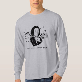 Camiseta Retrato de Johann Sebastian Bach y busto con notas