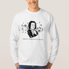 Camiseta Retrato de Johann Sebastian Bach y busto con notas