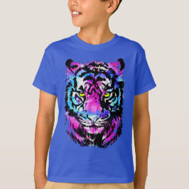 Camiseta Retrato de la cabeza del tigre rosa de Neon - Cami