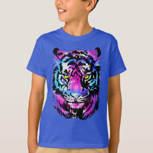 Camiseta Retrato de la cabeza del tigre rosa de Neon - Cami