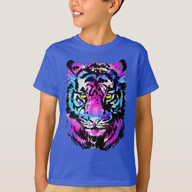 Camiseta Retrato de la cabeza del tigre rosa de Neon - Cami (Anverso)