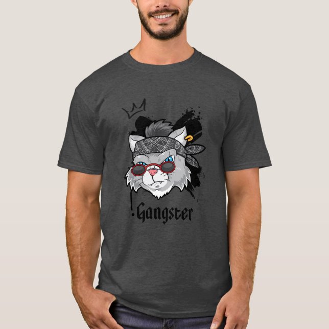 Camiseta Retrato de la calle Gangster Cat (Anverso)