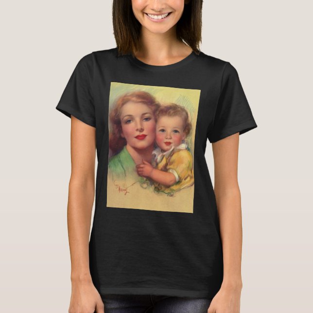 Camiseta Retrato de la madre y el niño de la vieja infancia (Anverso)