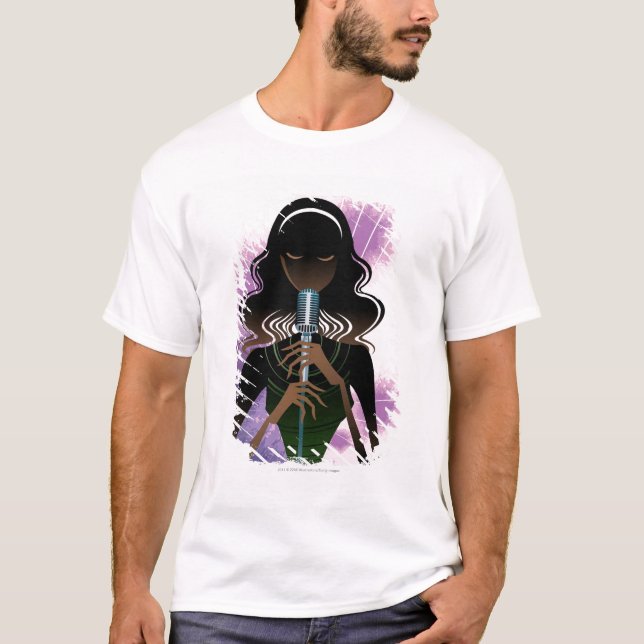 Camiseta Retrato de la mujer que sostiene el micrófono (Anverso)