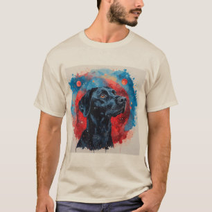 Camiseta Retrato de Labrador Negro en un Espacio Cósmico