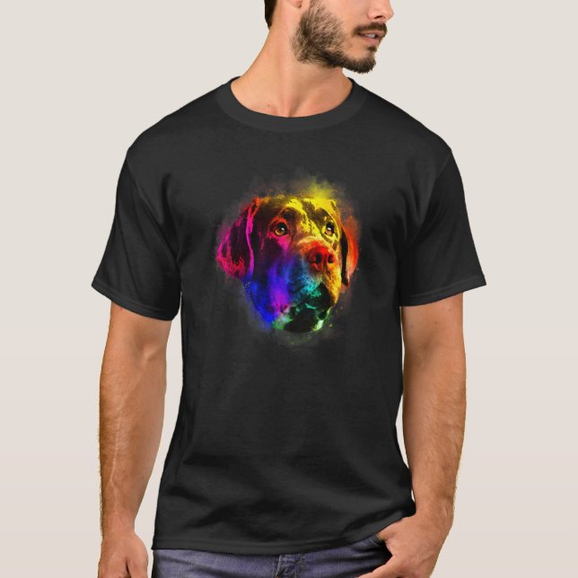 Camiseta Retrato de Labrador Retriever con Salpicaduras Col (Anverso)