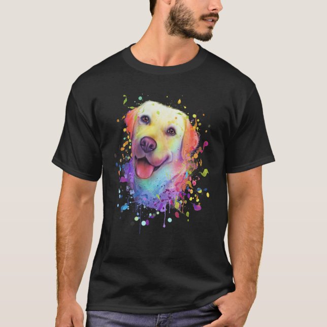 Camiseta Retrato de Labrador Retriever de Arte de Salpicadu (Anverso)
