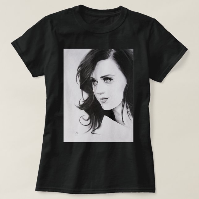Camiseta Retrato de lápiz Perry Katy. (Diseño del anverso)