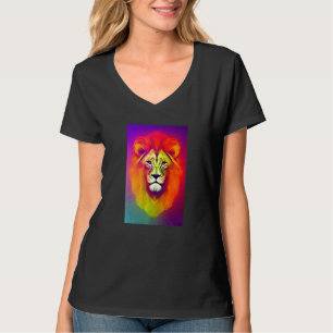 Camiseta Retrato de León Astral Psicodélico Cósmico Trippy