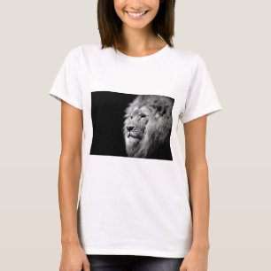 Camiseta Retrato de León Blanco Negro - Fotografía animal