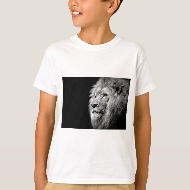 Camiseta Retrato de León Blanco Negro - Fotografía animal (Anverso)