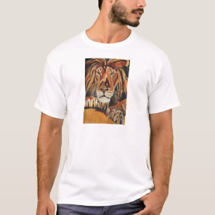 Camiseta Retrato De León En Estilo De Arte Geométrico