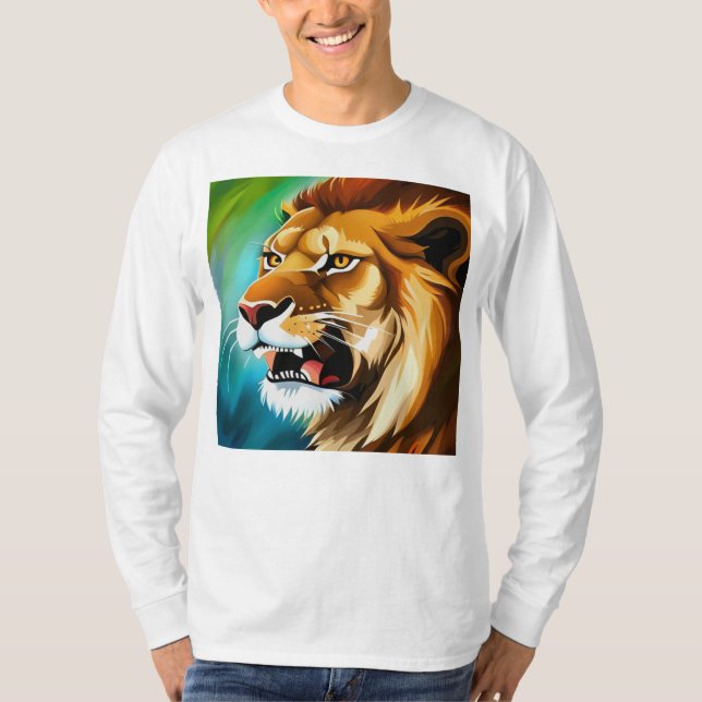 Camiseta Retrato de león rugiente de lado-57566 (Anverso)
