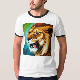 Camiseta Retrato de león rugiente de lado-57566