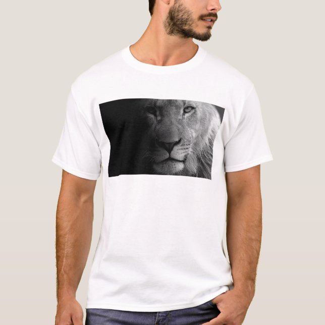 Camiseta Retrato de León sobre Liderazgo Motivador en Blanc (Anverso)