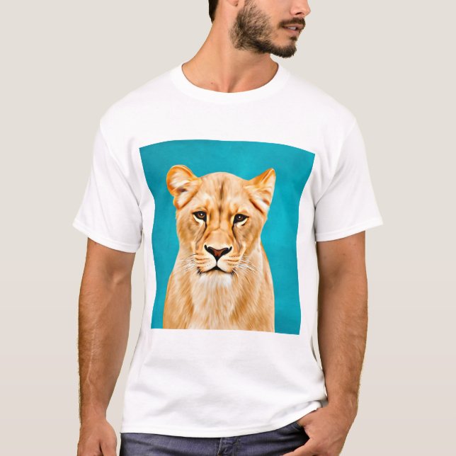 Camiseta Retrato de leona pintando regalo para los amantes  (Anverso)
