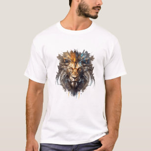 Camiseta Retrato de leones pintura animal vida silvestre al