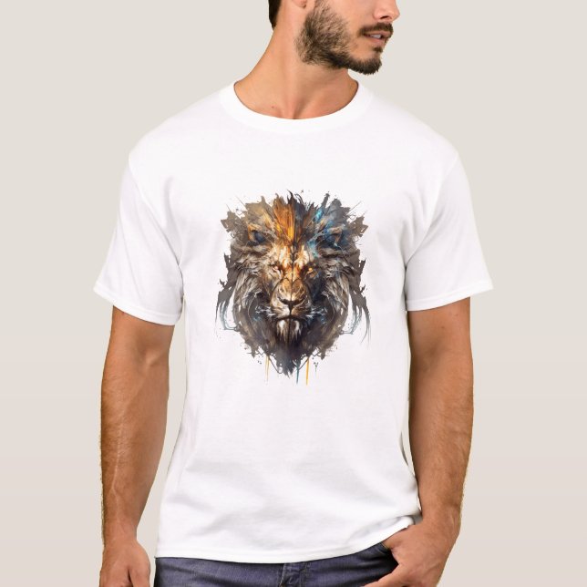 Camiseta Retrato de leones pintura animal vida silvestre al (Anverso)