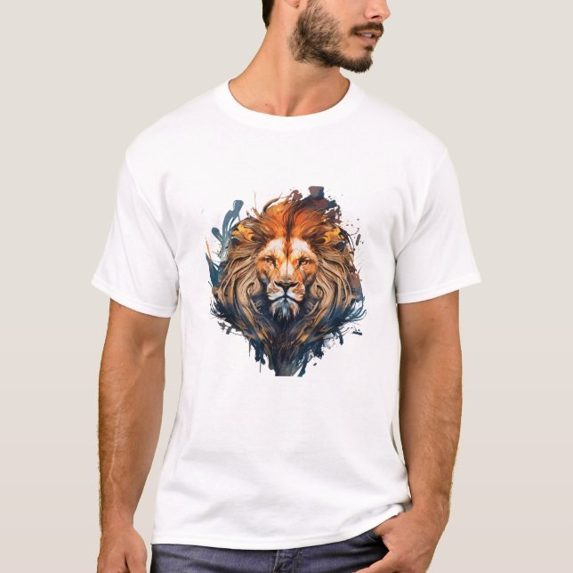Camiseta Retrato de leones pintura animal vida silvestre al (Anverso)