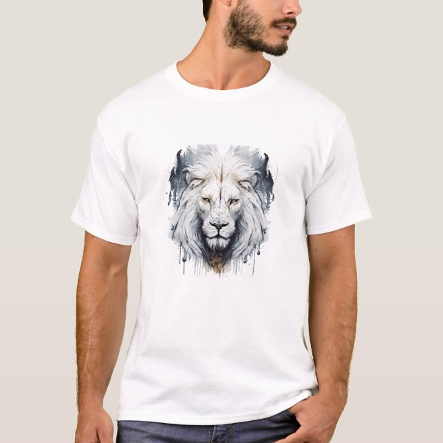 Camiseta Retrato de leones pintura animal vida silvestre al (Anverso)