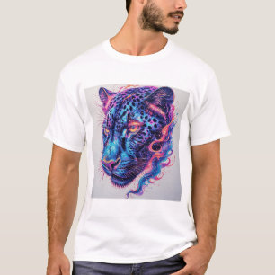Camiseta Retrato de Leopardo Cósmico con Efecto Místico