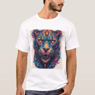 Camiseta Retrato de Leopardo Cósmico con Efecto Místico
