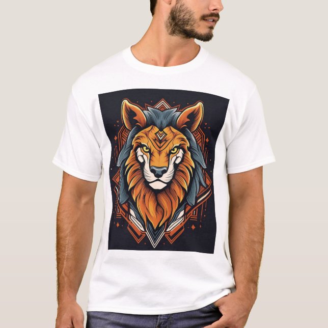 Camiseta Retrato de lobo geométrico (Anverso)