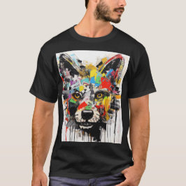 Camiseta Retrato de lobo pop art con cabeza de lobo colorid