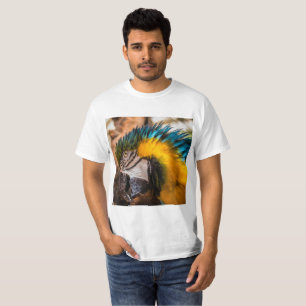Camiseta Retrato de macao azul y amarillo