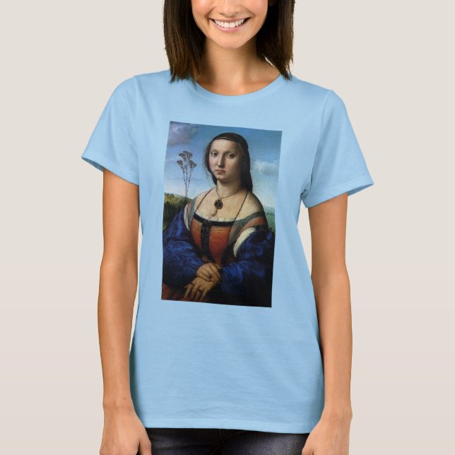 Camiseta Retrato de Maddalena Doni por Raphael Sanzio (Anverso)